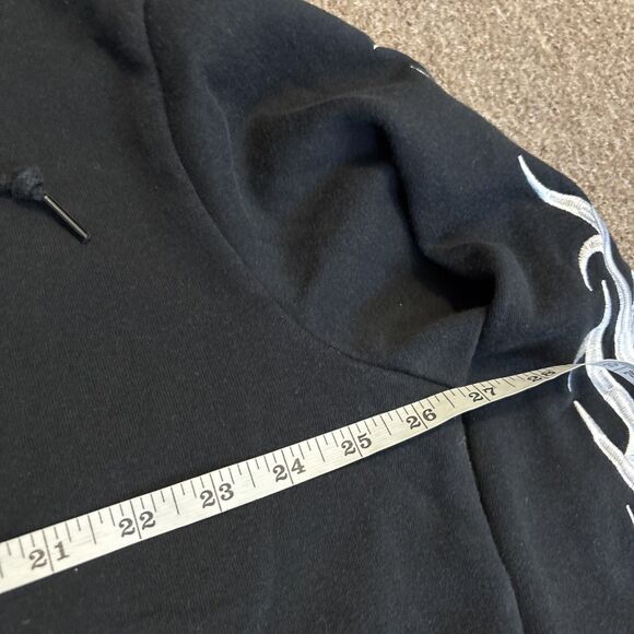 Vintage Lurking Class Full Zip Hoodie Men XL Flames + Skulls Black White - Picture 3 of 12